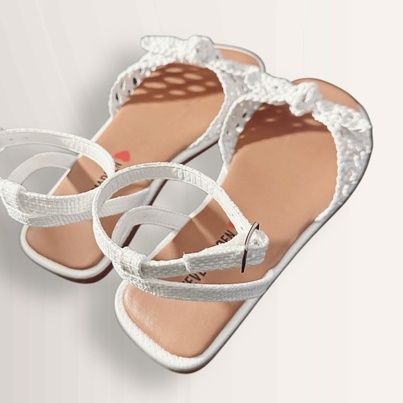 NEW Steve Madden Girl’s Open Toe/Back Raffia Sandals White Size 1 - Picture 7 of 14